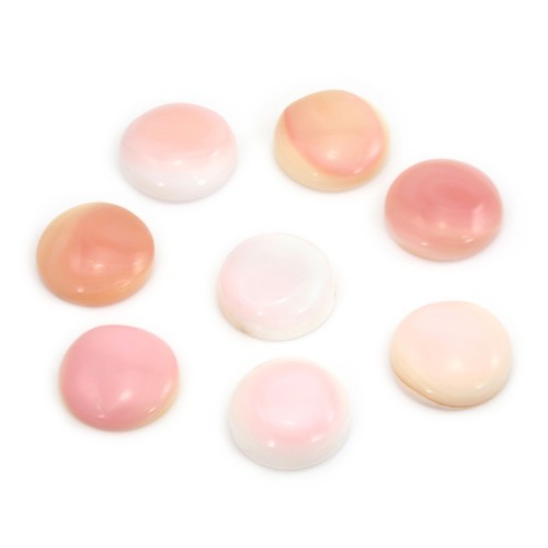 Cabochão de Concha Rosa redondo 6mm x 2 peças