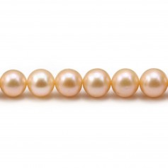 Freshwater cultured pearls, salmon color, round, 8-9mm x 40cm