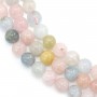 Morganite and round mixed aquamarine 6mm x 40cm