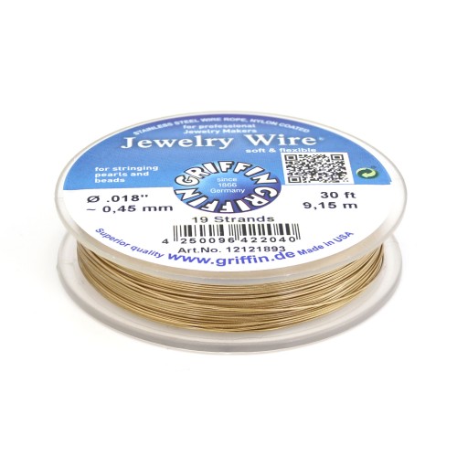 Stranded wire 19 strands nylon sheathed gold-plated 24 carats 0.45mm x 9.15m