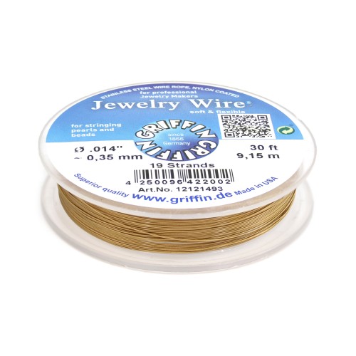Stranded wire 19 strands nylon sheathed gold-plated 24 carats 0.35mm x 9.15m