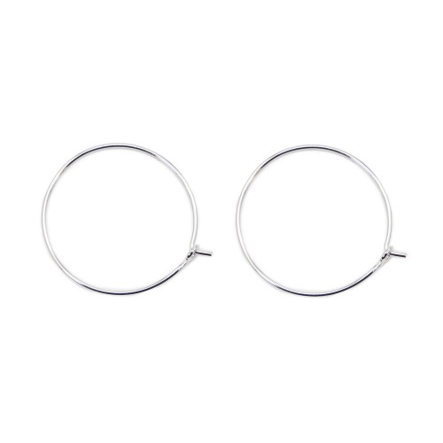 Argent 925 Pin Earrings Creole 26mmX 2pcs