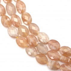 Pierre de soleil, di forma ovale sfaccettata, 6x8mm x 39cm