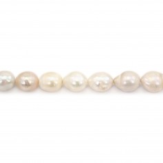 Perles de culture d'eau douce, blanche, baroque, 11mm x 40cm