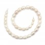 Perles de culture d'eau douce, blanche, baroque, 11mm x 40cm
