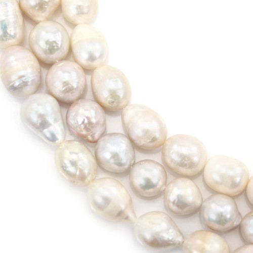 Freshwater cultured pearls, white, baroque, 8-11mm x 39cm