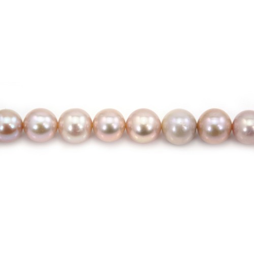 Perles de culture d'eau douce, mauve, ronde, 8-9mm x 39cm