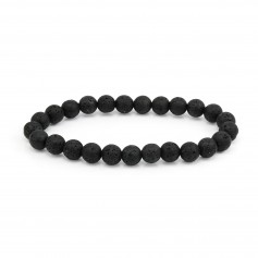 Pulsera Pierre de lava redonda 8mm - Elástica x 1ud