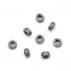 Pérola intercalaire disco martelado 2x4mm - Prata 925 nielada x 4 unid.