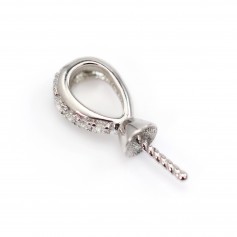 Bélière strass para perla semi perforada 16mm - óxido de circonio y Plata 925 rodinada x 1ud