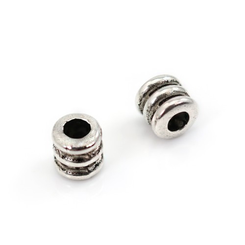 Pear spacer striped tube 5.5x5.5mm - Nielloed 925 Silver x 1pc