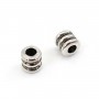 Perle intercalaire tube strié 5.5x5.5mm - Argent 925 niellé x 1pc