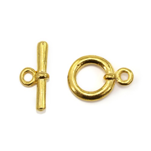 Fermoir "Toggle OT" en métal lisse, de couleur doré, 15mm x 2pcs