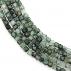 Faceted moss agate cube 2.5mm x 40cm