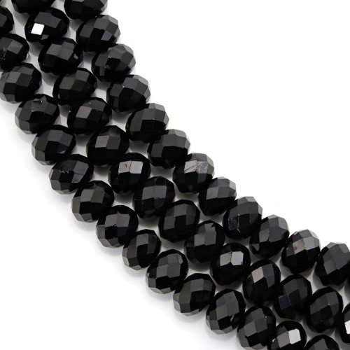 Faceted black spinel rondelle 4x6mm x 39cm