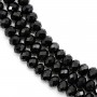 Faceted black spinel rondelle 4x6mm x 39cm