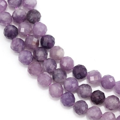 Lepidolite redonda facetada 4mm x 39cm