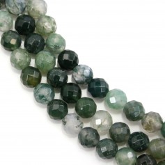 Faceted round moss agate 6mm x 38cm