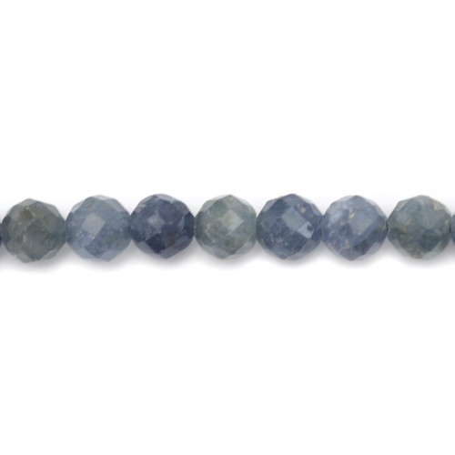 Blue sapphire, round faceted shape, measuring 3mm x 40cm.