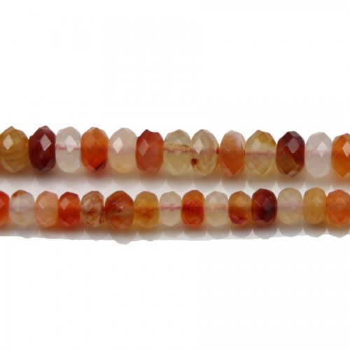 Carnelian, faceted rondelle, 5x8mm x 38cm