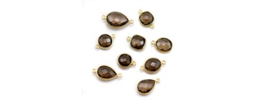 Quartz fumé sertie sur argent 925 pour la création de bijoux