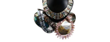 Abalone shell necklace, pink or white - Handmade jewelry